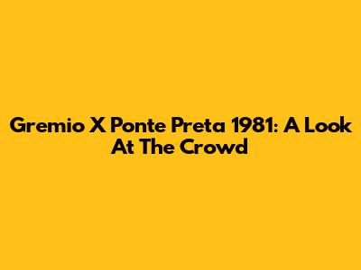 Gremio X Ponte Preta 1981: A Look At The Crowd