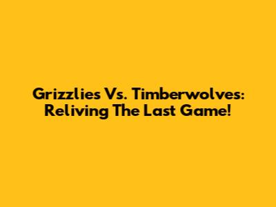 Grizzlies Vs. Timberwolves: Reliving The Last Game!
