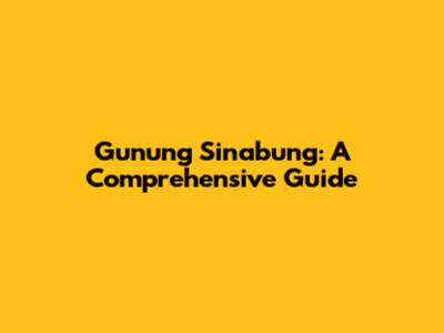 Gunung Sinabung: A Comprehensive Guide