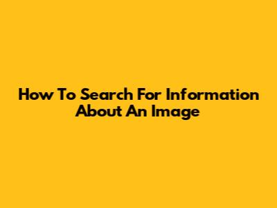 How To Search For Information About An Image