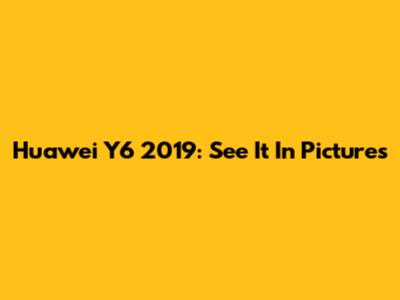 Huawei Y6 2019: See It In Pictures