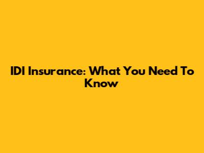 IDI Insurance: What You Need To Know