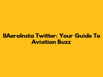 IIAeroInsta Twitter: Your Guide To Aviation Buzz