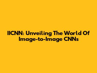 IICNN: Unveiling The World Of Image-to-Image CNNs