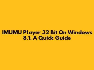IMUMU Player 32 Bit On Windows 8.1: A Quick Guide