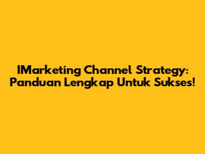 IMarketing Channel Strategy: Panduan Lengkap Untuk Sukses!