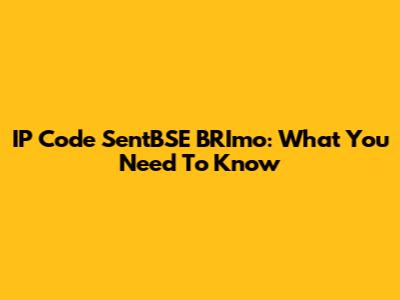 IP Code SentBSE BRImo: What You Need To Know