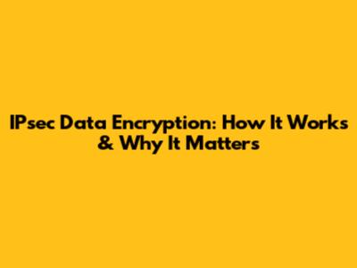 IPsec Data Encryption: How It Works & Why It Matters