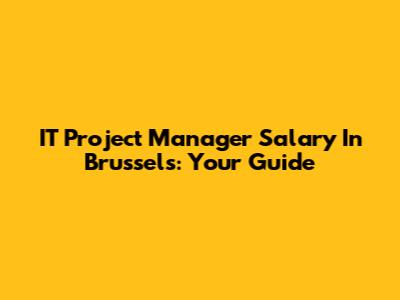 IT Project Manager Salary In Brussels: Your Guide