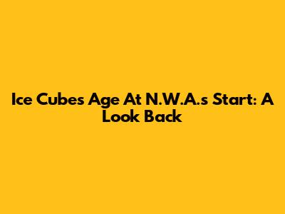 Ice Cube's Age At N.W.A.'s Start: A Look Back