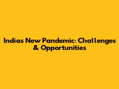 India's New Pandemic: Challenges & Opportunities
