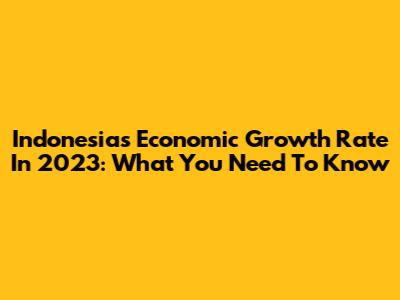 Indonesia's Economic Growth Rate In 2023: What You Need To Know