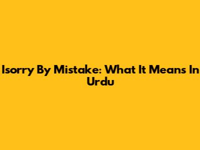 Isorry By Mistake: What It Means In Urdu