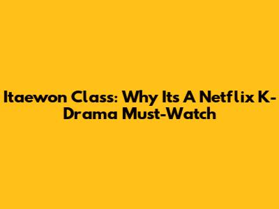 Itaewon Class: Why It's A Netflix K-Drama Must-Watch