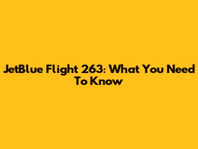 JetBlue Flight 263: What You Need To Know