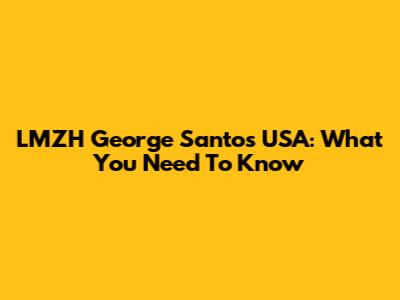 LMZH George Santos USA: What You Need To Know