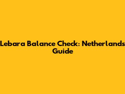 Lebara Balance Check: Netherlands Guide