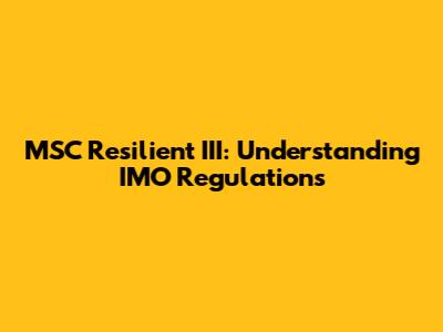 MSC Resilient III: Understanding IMO Regulations