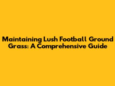 Maintaining Lush Football Ground Grass: A Comprehensive Guide