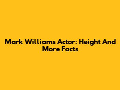 Mark Williams Actor: Height And More Facts