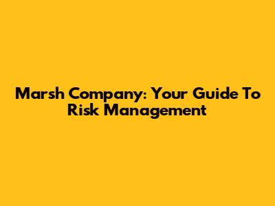 Marsh Company: Your Guide To Risk Management