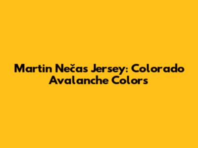 Martin Nečas Jersey: Colorado Avalanche Colors