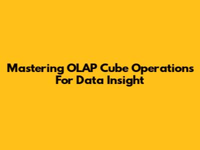 Mastering OLAP Cube Operations For Data Insight