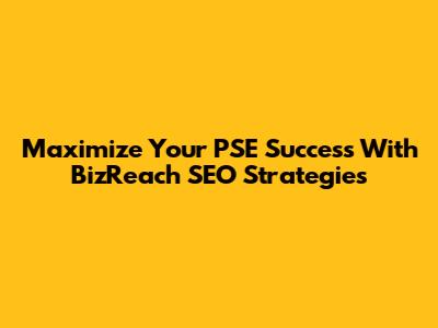 Maximize Your PSE Success With BizReach SEO Strategies