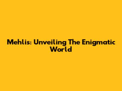 Mehlis: Unveiling The Enigmatic World