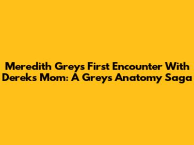 Meredith Grey's First Encounter With Derek's Mom: A Grey's Anatomy Saga
