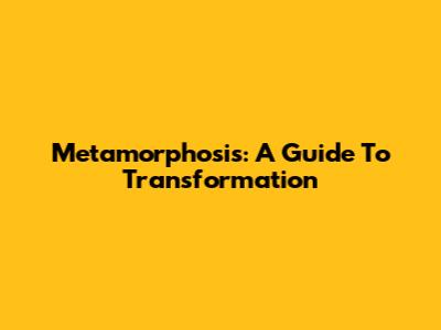 Metamorphosis: A Guide To Transformation