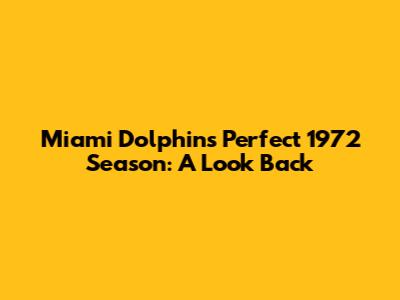 Miami Dolphins' Perfect 1972 Season: A Look Back