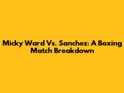 Micky Ward Vs. Sanchez: A Boxing Match Breakdown