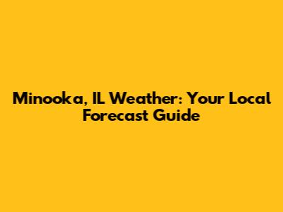 Minooka, IL Weather: Your Local Forecast Guide