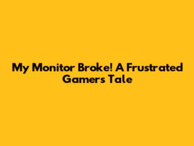 My Monitor Broke! A Frustrated Gamer's Tale