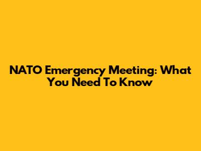 NATO Emergency Meeting: What You Need To Know