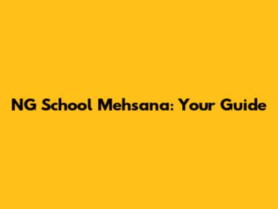 NG School Mehsana: Your Guide