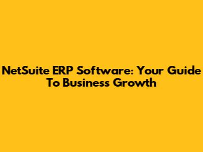 NetSuite ERP Software: Your Guide To Business Growth