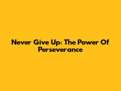 Never Give Up: The Power Of Perseverance
