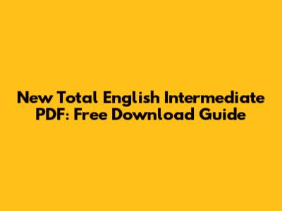 New Total English Intermediate PDF: Free Download Guide