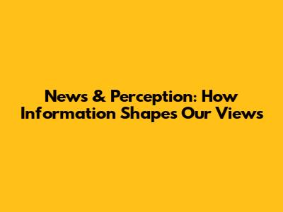 News & Perception: How Information Shapes Our Views