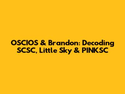 OSCIOS & Brandon: Decoding SCSC, Little Sky & PINKSC