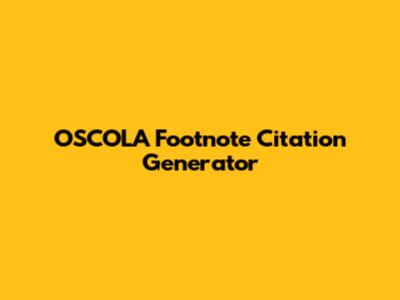 OSCOLA Footnote Citation Generator