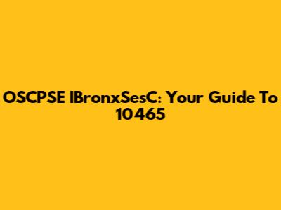 OSCPSE IBronxSesC: Your Guide To 10465