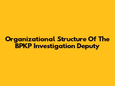 Organizational Structure Of The BPKP Investigation Deputy