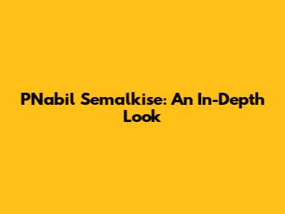 PNabil Semalkise: An In-Depth Look