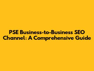 PSE Business-to-Business SEO Channel: A Comprehensive Guide