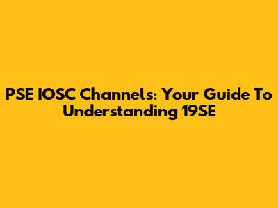PSE IOSC Channels: Your Guide To Understanding 19SE