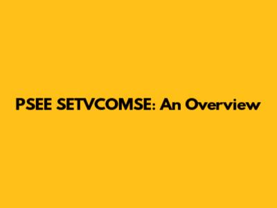 PSEE SETVCOMSE: An Overview