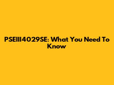 PSEIII4029SE: What You Need To Know